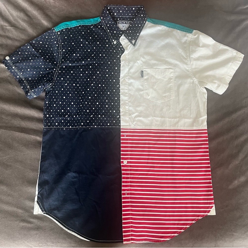 Men Staple U.S.A themed button up collar shirt
